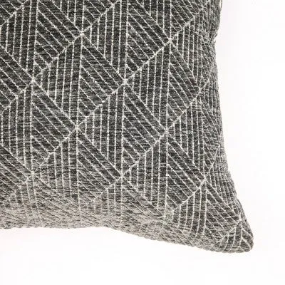 14"x24" Oversized Geometric Chenille Woven Jacquard Reversible Lumbar Throw Pillow Charcoal Gray - freshmint