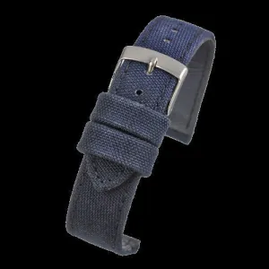 2 Piece Retro Pattern 18mm Canvas Military Watch Strap in Blue - The Ideal Durable Fabric Strap for Military Watches