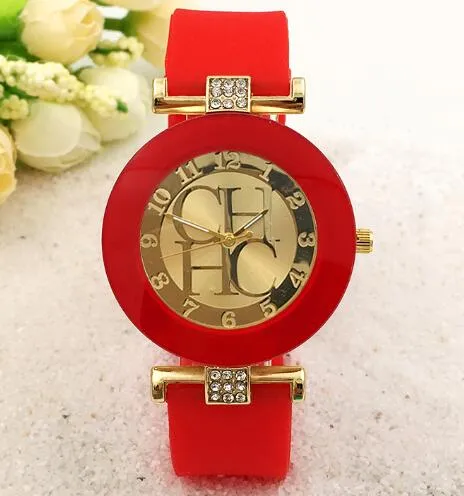 2017 New Fashion Brand Gold Geneva Casual Quartz Watch Women Crystal Silicone Watches Relogio Feminino Dress Wrist Watch Hot