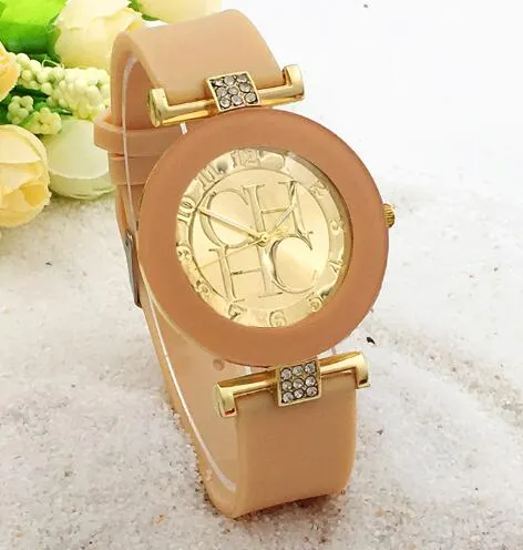 2017 New Fashion Brand Gold Geneva Casual Quartz Watch Women Crystal Silicone Watches Relogio Feminino Dress Wrist Watch Hot