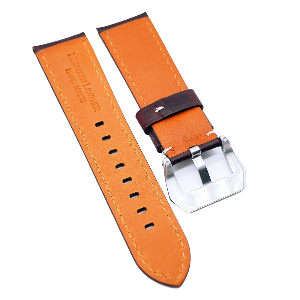 20mm, 22mm, 24mm Mahogany Red Horween Calf Leather Watch Strap