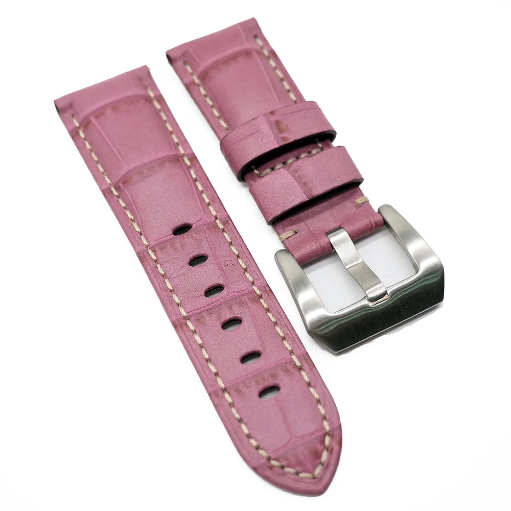 22mm Alligator Embossed Calf Leather Watch Strap For Panerai, 13 Colors