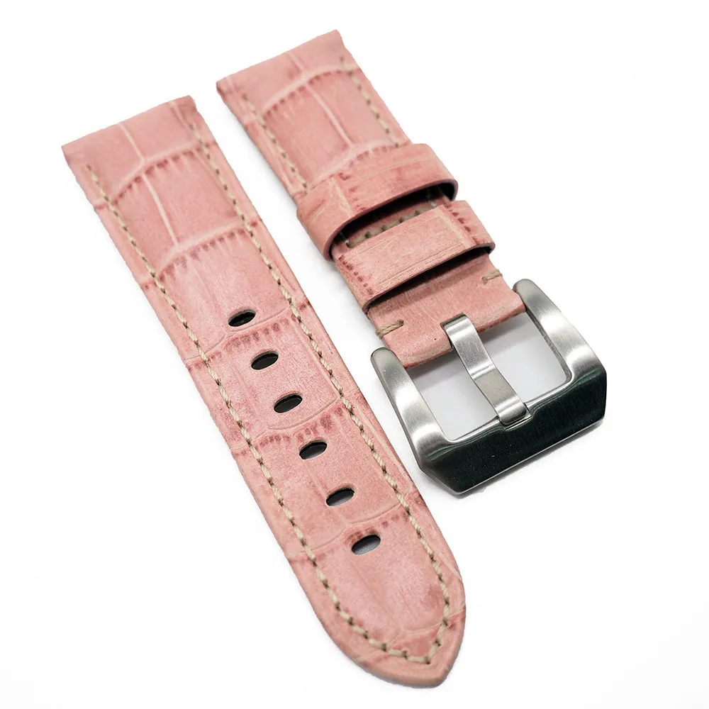 22mm Alligator Embossed Calf Leather Watch Strap For Panerai, 13 Colors