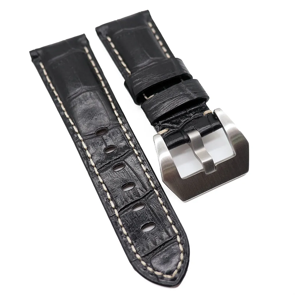 22mm Alligator Embossed Calf Leather Watch Strap For Panerai, 13 Colors