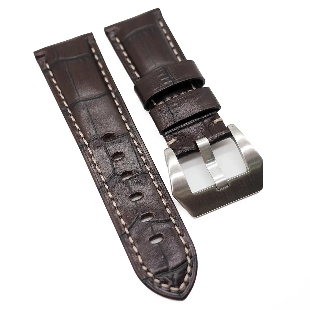 22mm Alligator Embossed Calf Leather Watch Strap For Panerai, 13 Colors