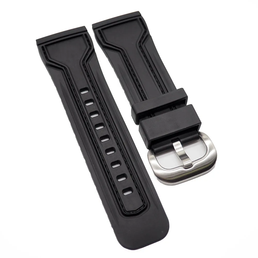 28mm Black Rubber Watch Strap For SevenFriday