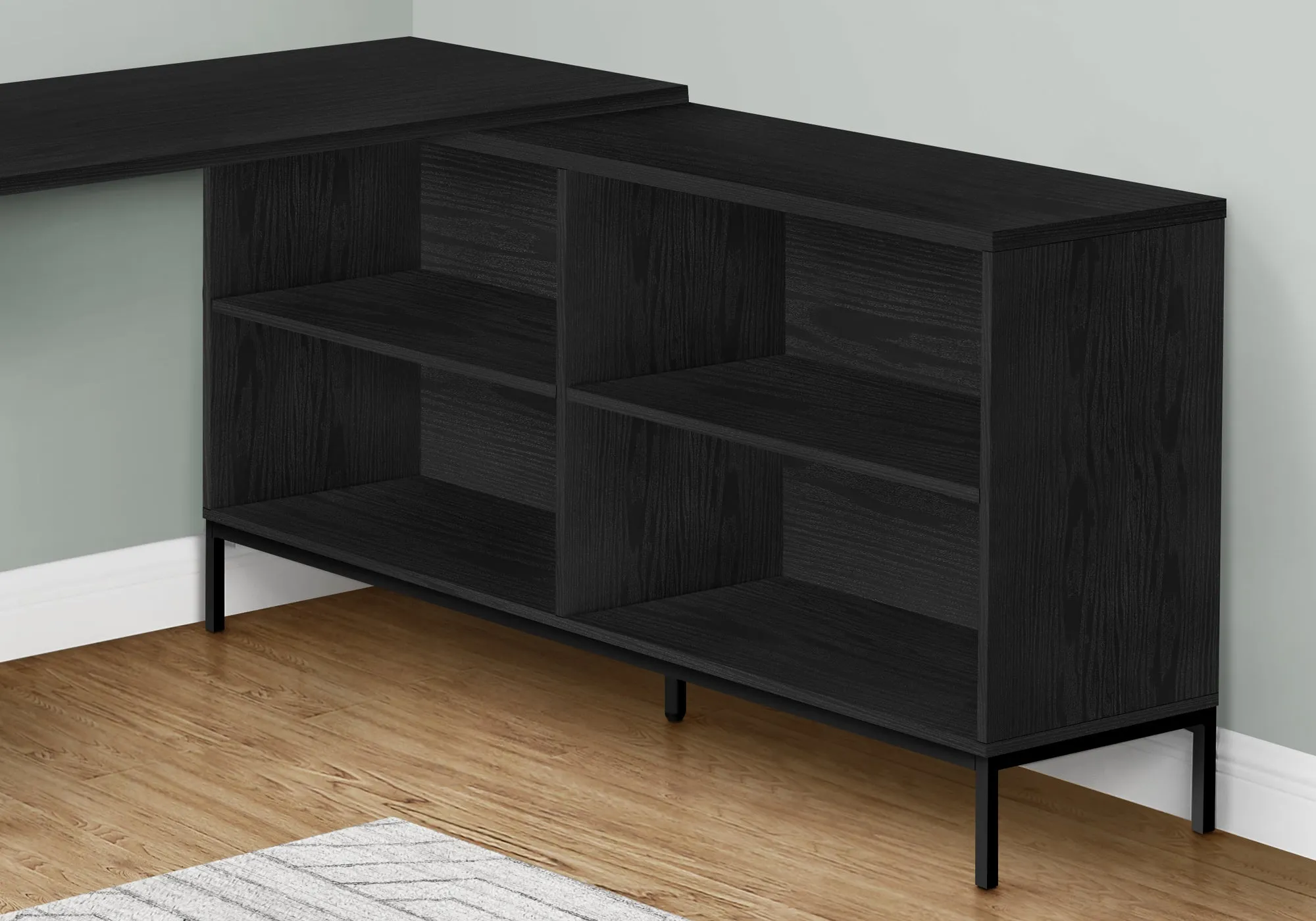 60" L-Shaped Black Contemporary Office Desk