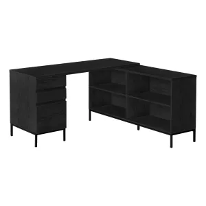 60" L-Shaped Black Contemporary Office Desk