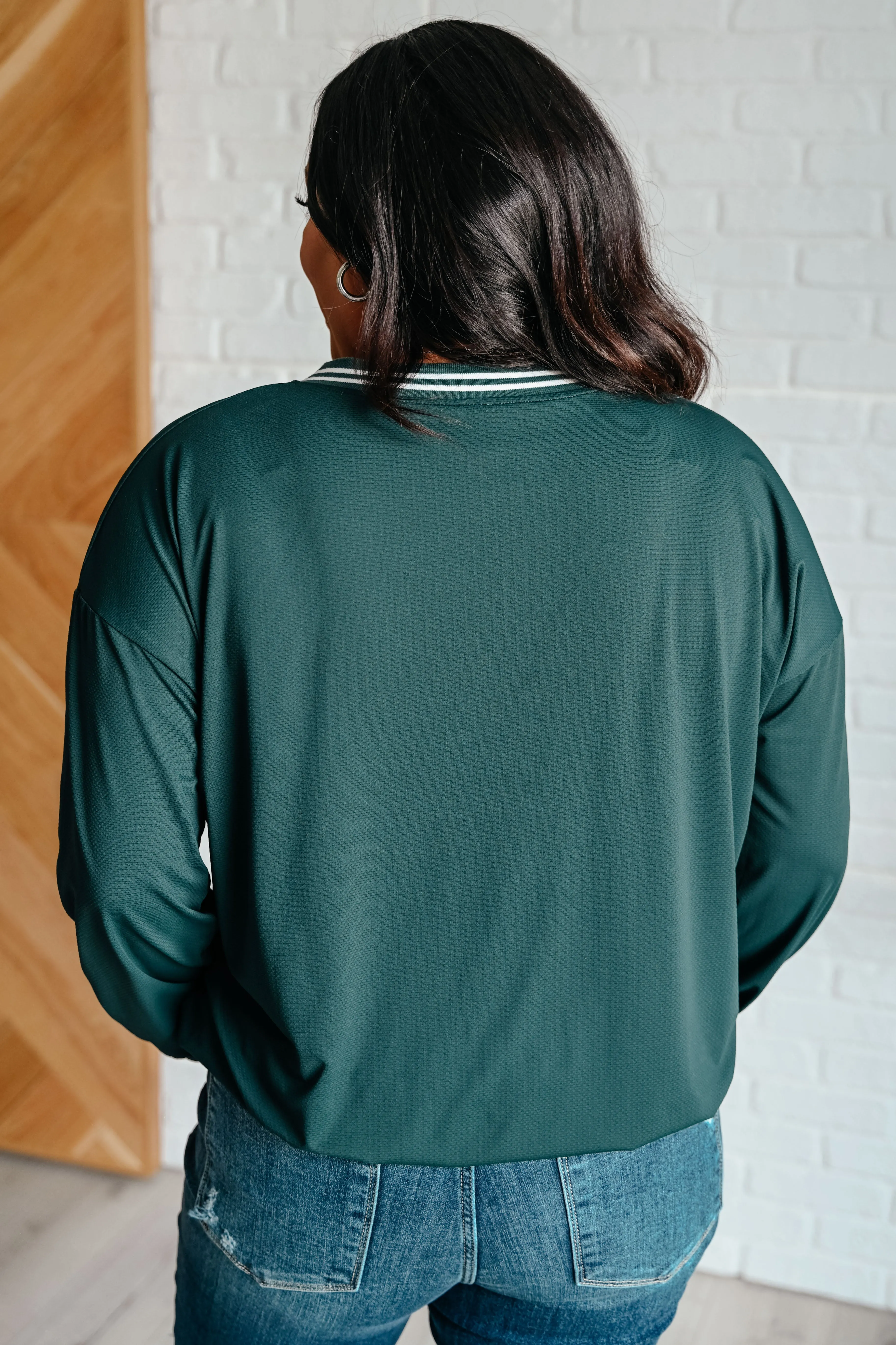 All Out Comfort V-Neck Pullover in Midnight Green - 10/14