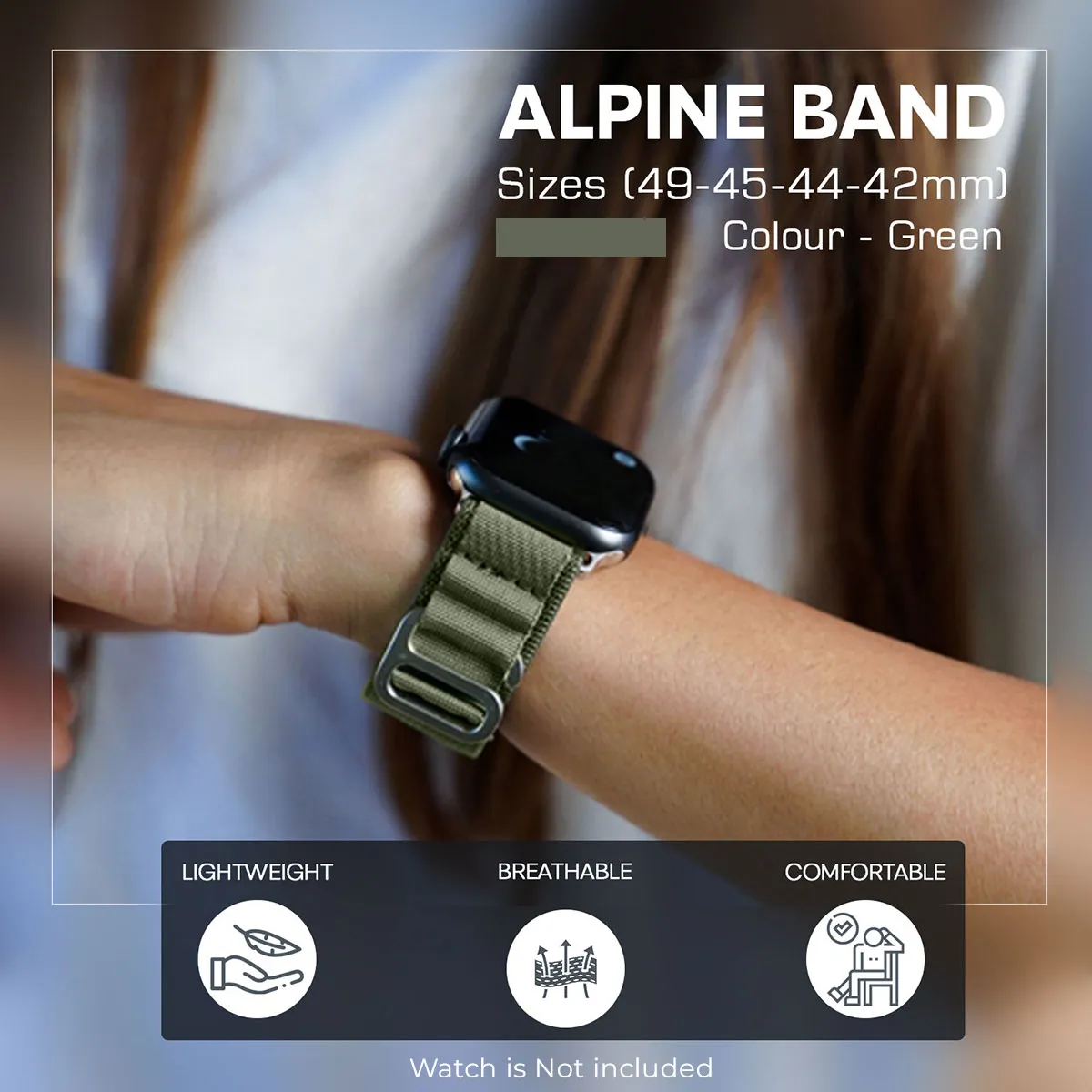 Alpine Loop Band Straps For Apple Watch Series 10 46mm-Green