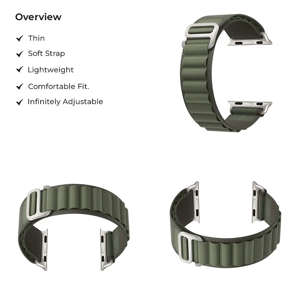 Alpine Loop Band Straps For Apple Watch Series 10 46mm-Green