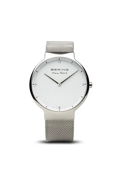 Bering Max Rene Collection Gents Silver Case White Dial Milanese Silver Strap