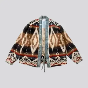 Boho oversized men's jean chore jacket