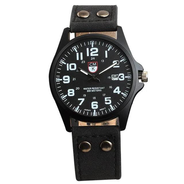 Brand men watch New mans clock Men's Date Leather Strap watches Sport Quartz Military Wristwatch relatio masculine 4 color