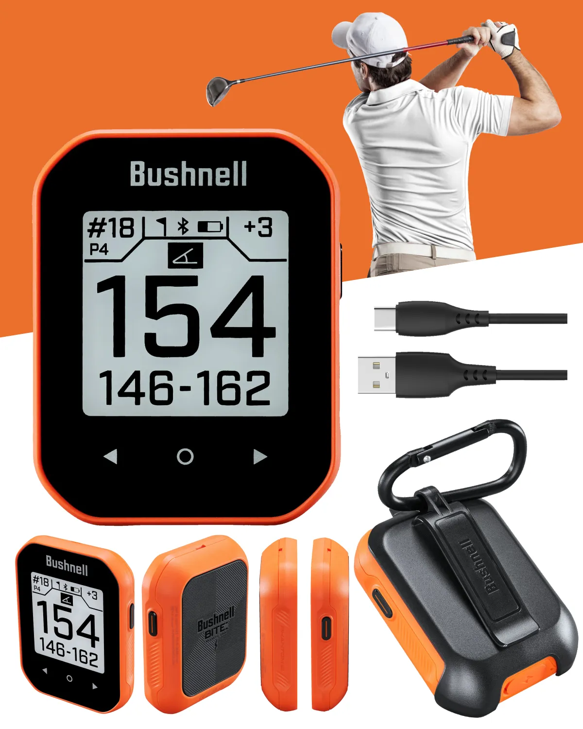 Bushnell Phantom 3 Slope GPS Golf Green with Slope Technology, Touchscreen, Magnetic Cart Mount, Wearable4U