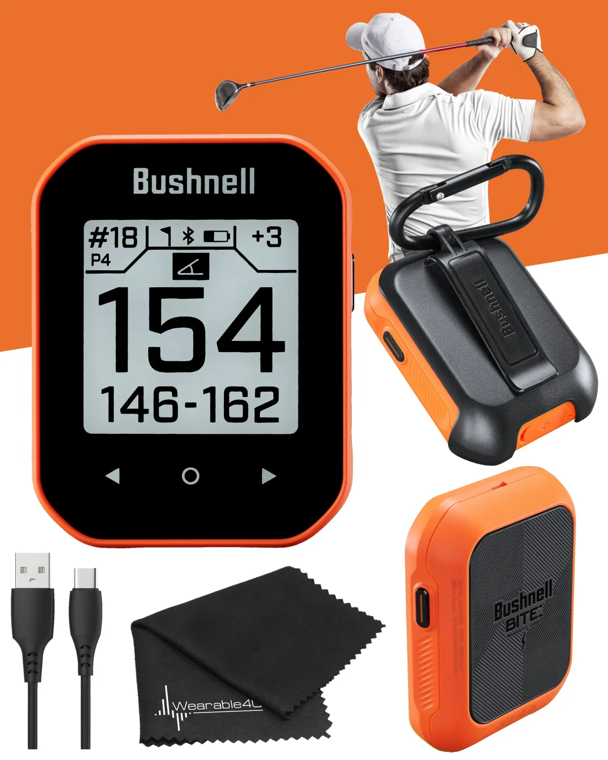 Bushnell Phantom 3 Slope GPS Golf Green with Slope Technology, Touchscreen, Magnetic Cart Mount, Wearable4U