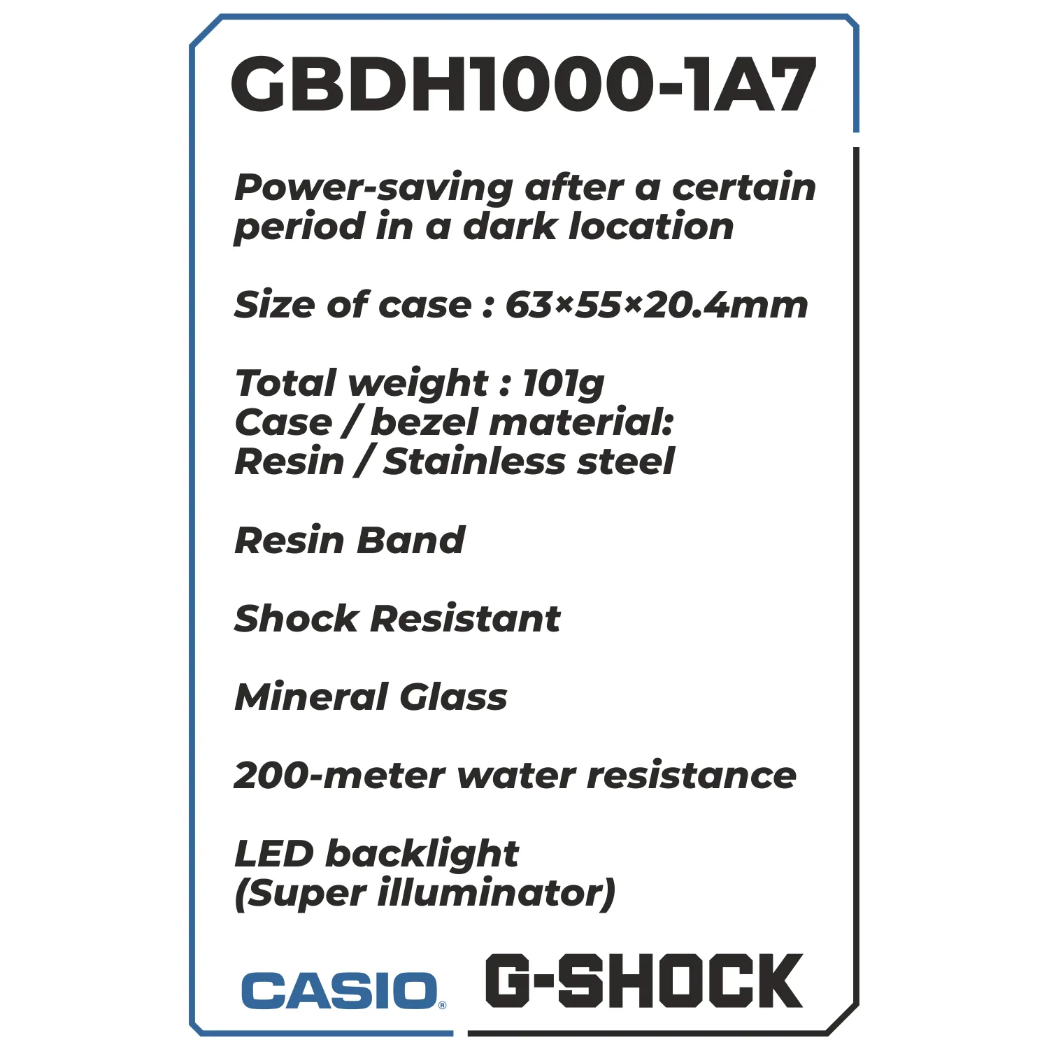 Casio GBDH1000-1A7 G-Shock Men's Watch, 63mm Resin/Stainless Steel