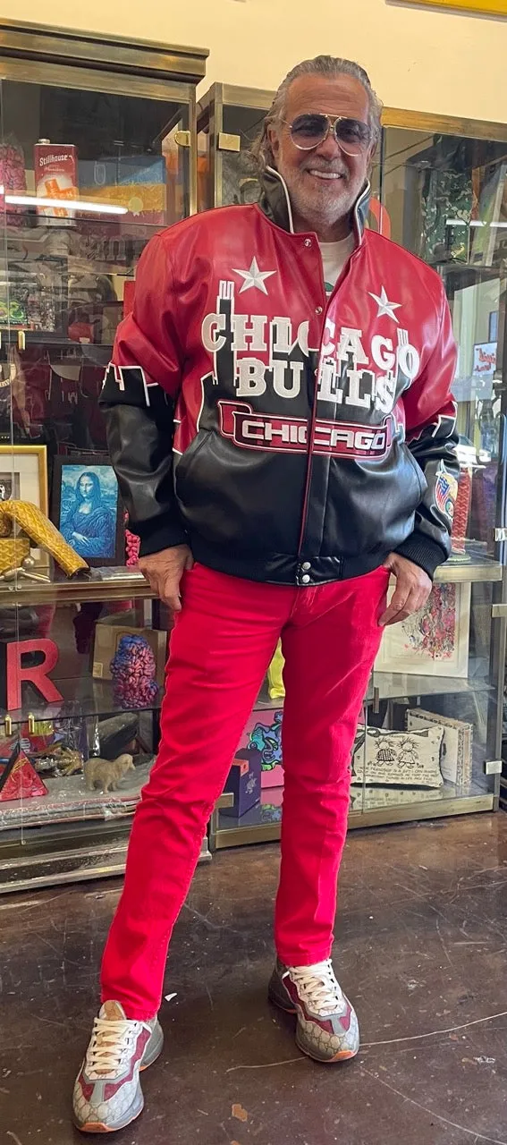 CHICAGO BULLS SKYLINE VEGAN LEATHER JACKET