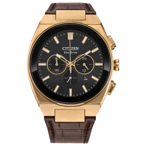 Citizen Eco Drive Axiom SC Brown Leather Watch with Black Dial CA4583-01E