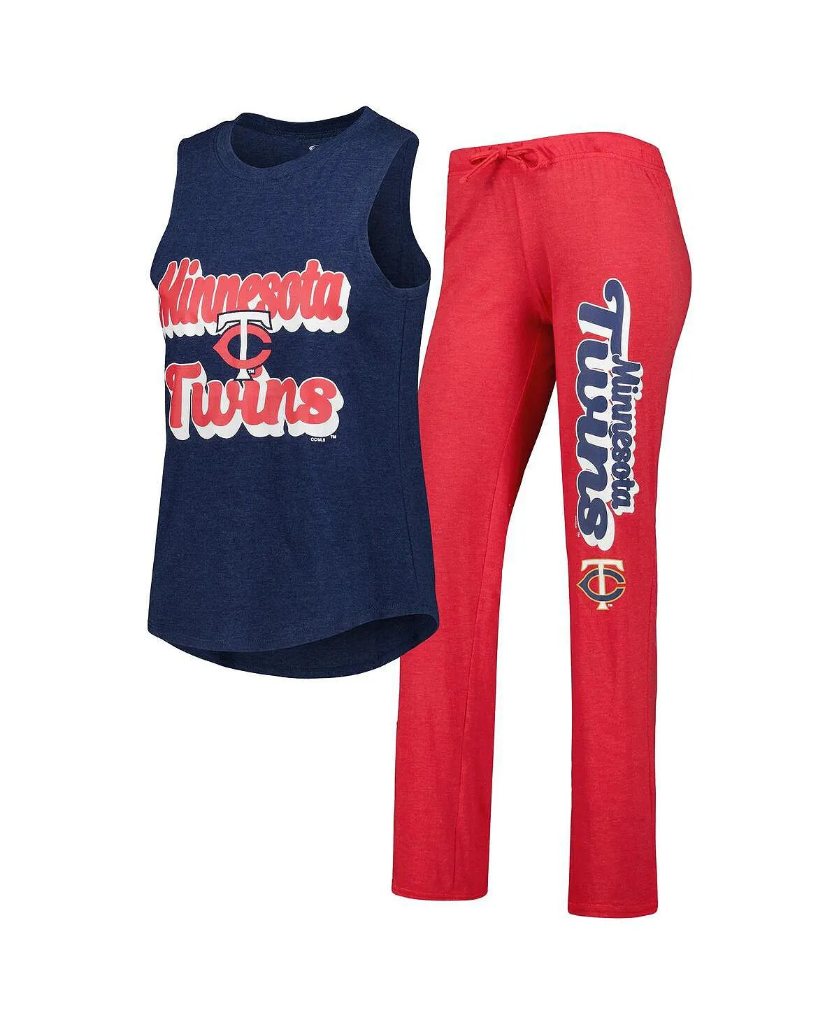 Concepts Sport Women's Heather Red and Heather Navy Minnesota Twins Wordmark Meter Cami Top and Sleeppant Set