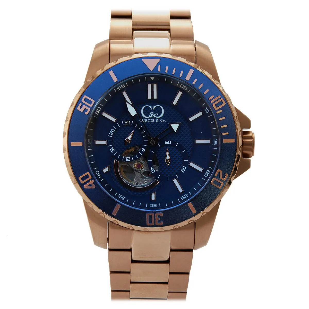 Curtis & Co BIG TIME ROYALE (45 mm) ROSE GOLD CASE / BLUE DIAL Watch