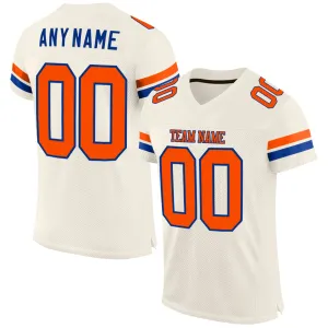 Custom Cream Orang-Royal Mesh Authentic Football Jersey