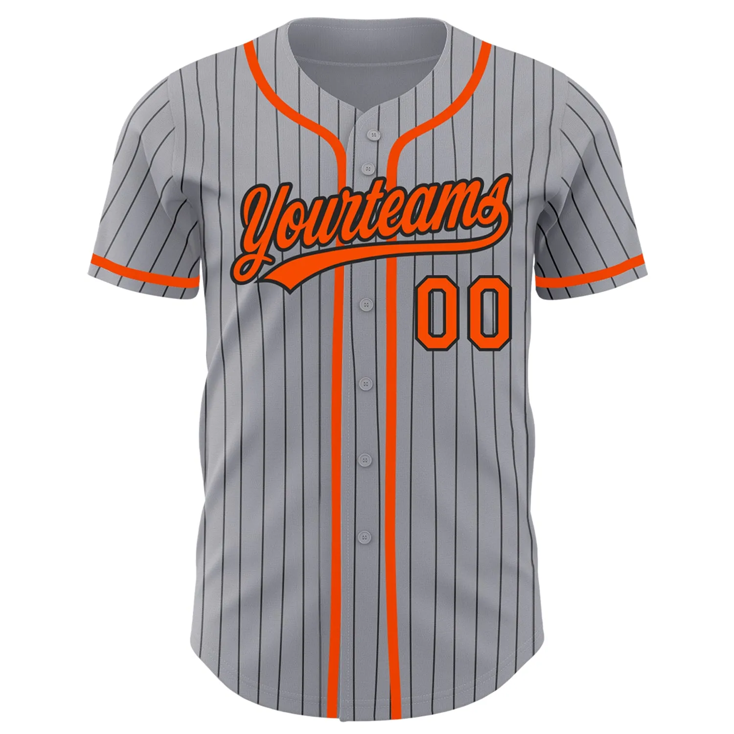 Custom Gray Black Pinstripe Orange Authentic Baseball Jersey