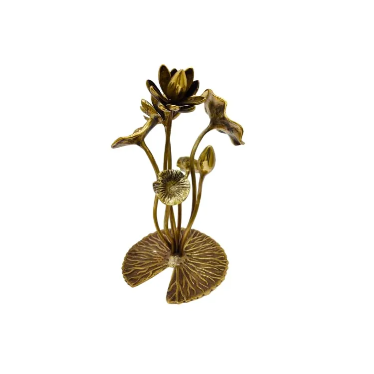 Divine Industries Handcrafted Brass Lotus Leaf Fountain, Tranquil Home Decor Accent