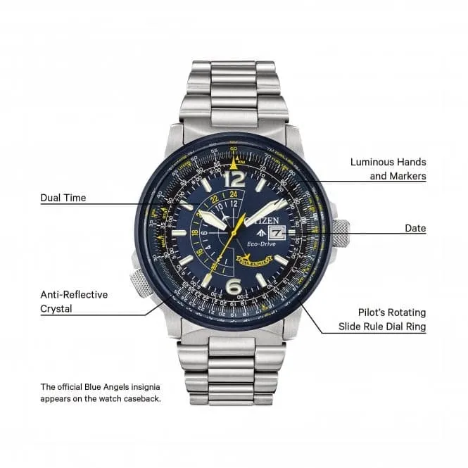 Eco-Drive Mens Blue Angels Nighthawk  Watch BJ7006-56L