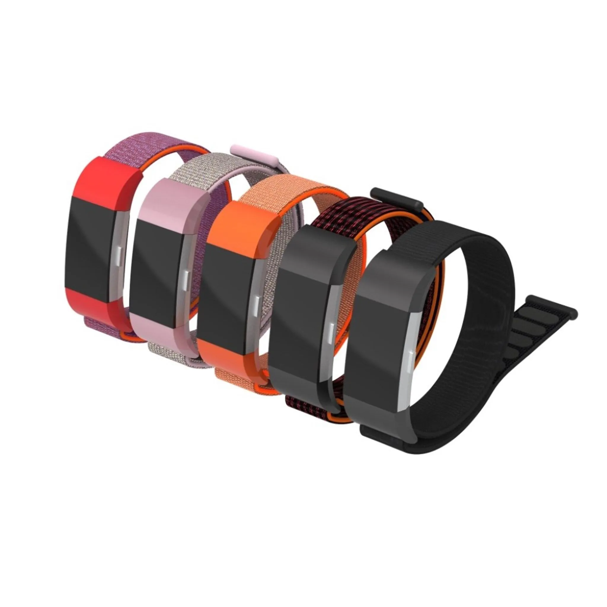 Fitbit Charge 2 velcro closure flexible nylon watch strap replacement - Orange