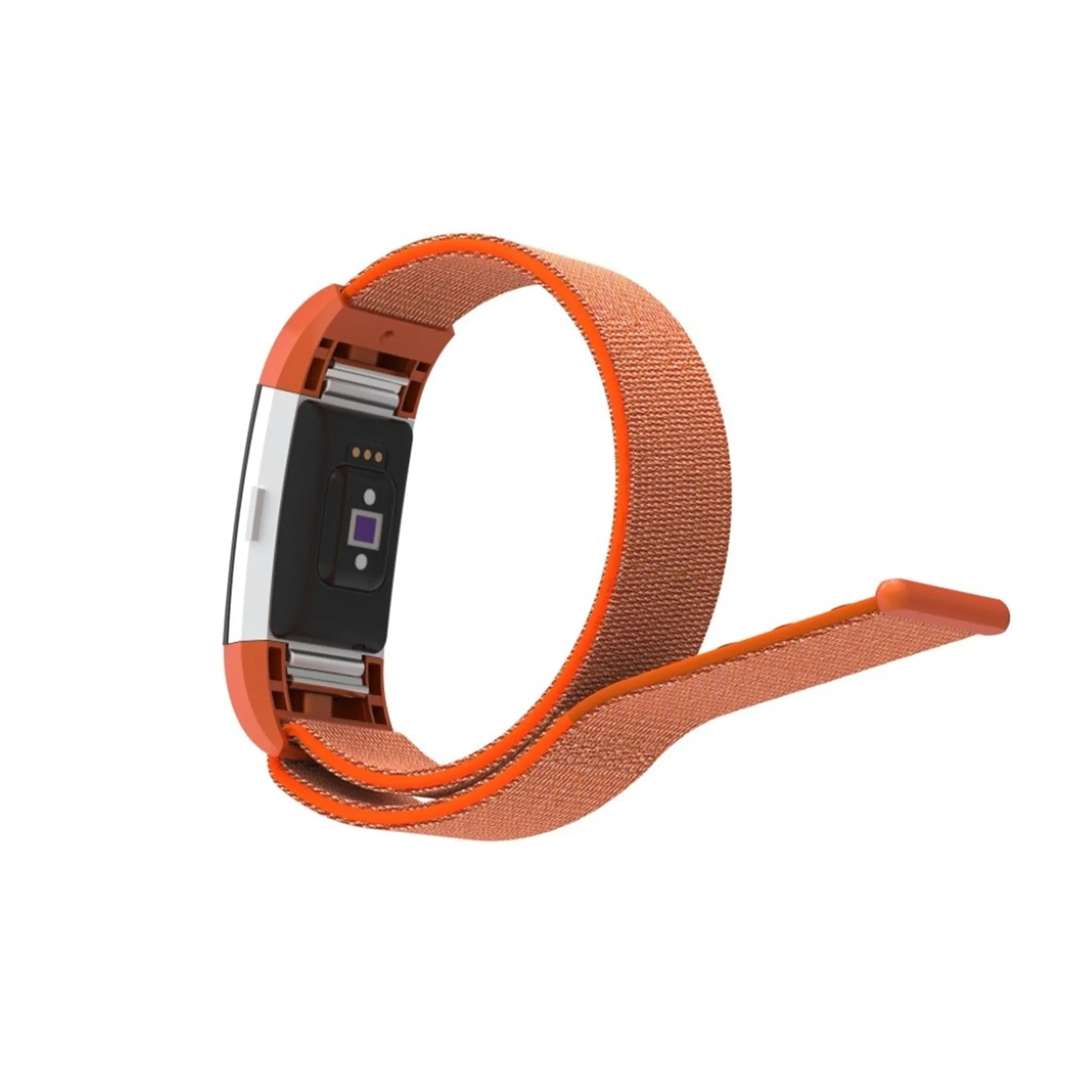 Fitbit Charge 2 velcro closure flexible nylon watch strap replacement - Orange