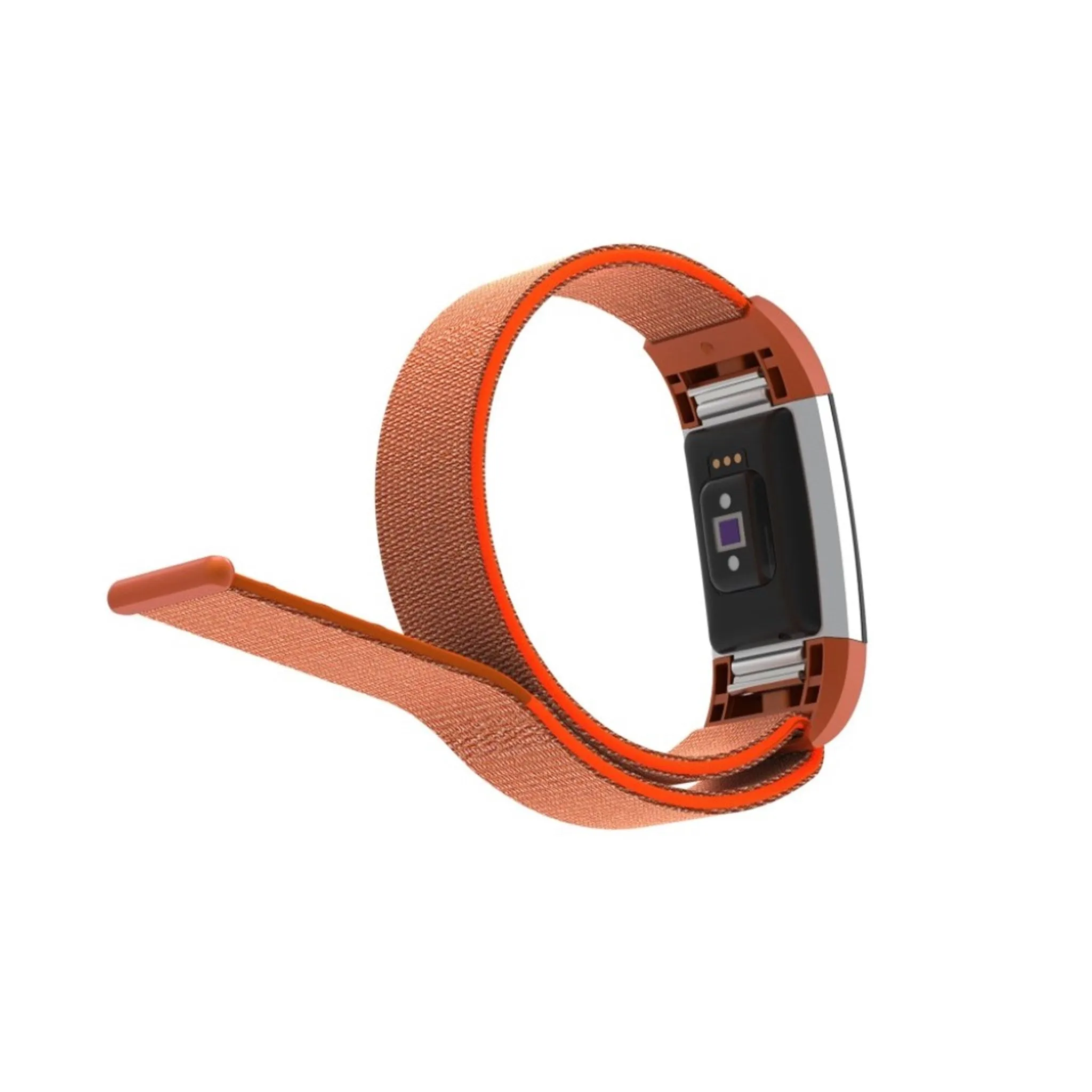 Fitbit Charge 2 velcro closure flexible nylon watch strap replacement - Orange