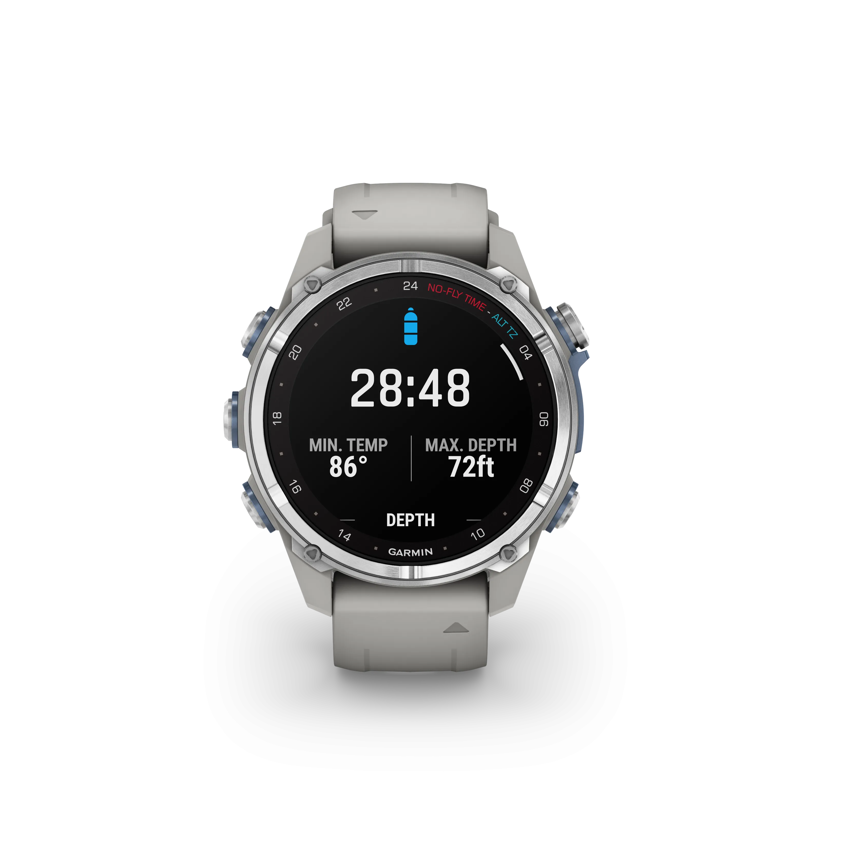 Garmin Descent Mk3 – 43 mm Stainless Steel with Fog Gray Silicone Band Watch-Style Dive Computer (010-02753-03)