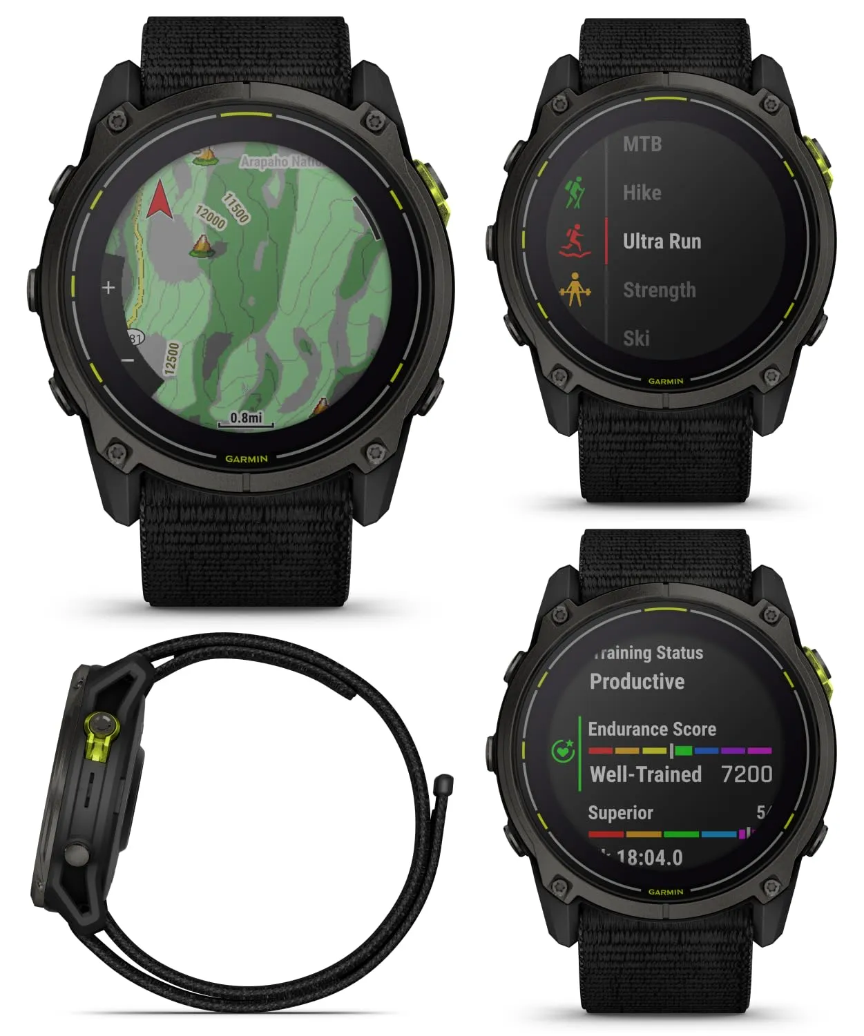 Garmin Enduro 3 - 51 mm, Solar, Sapphire, Ultraperformance GPS Smartwatch, Carbon Gray DLC Titanium with Black UltraFit Nylon Strap Bundle (010-02751-00)