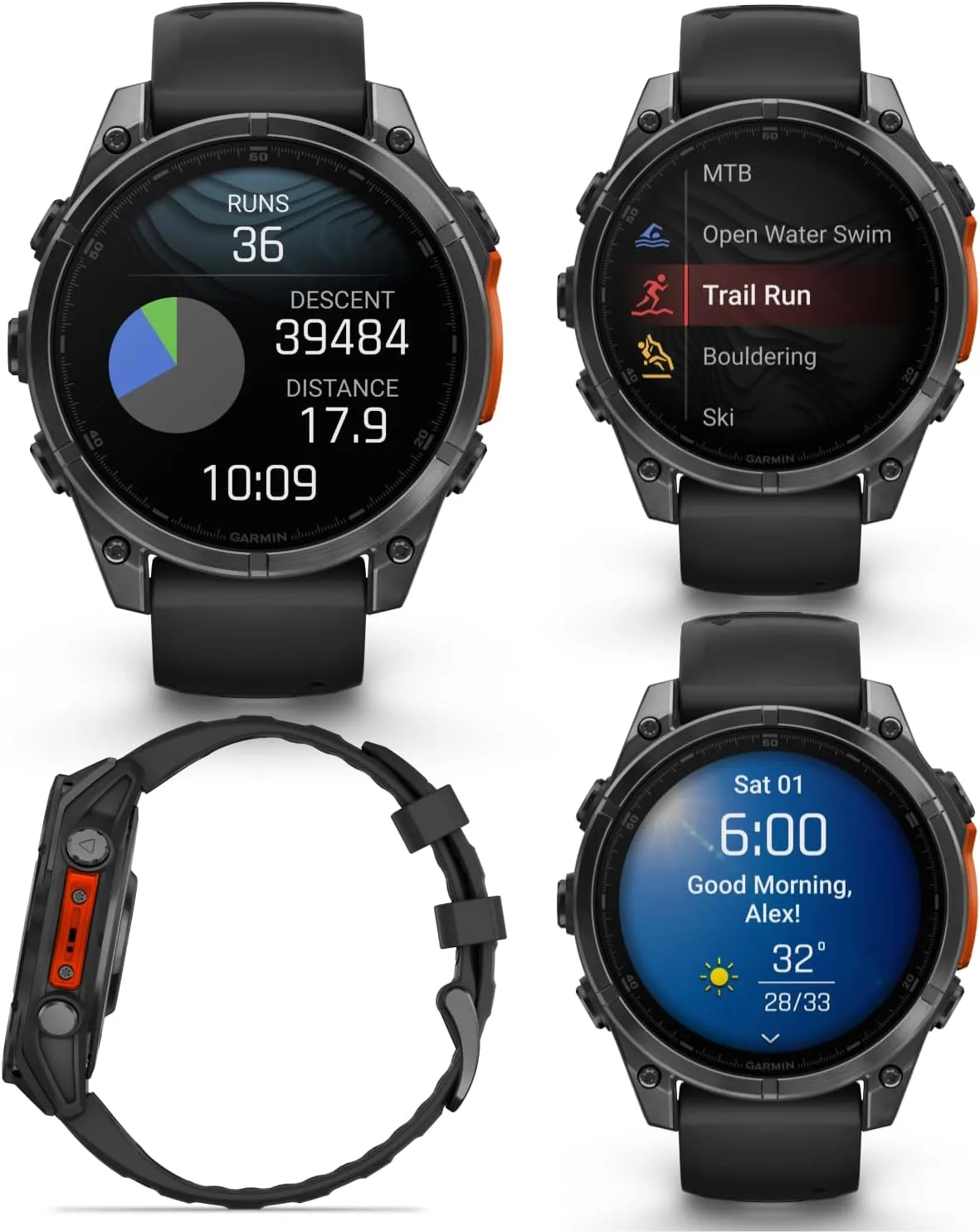 Garmin Fenix 8 47 mm, AMOLED Slate Gray with Black Silicone Band Multisport GPS Smartwatch (010-02904-00)