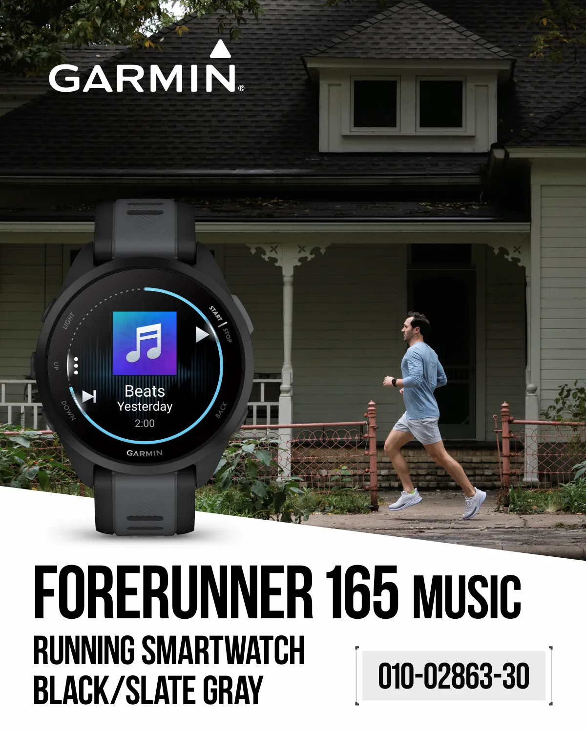 Garmin Forerunner 165 GPS Running Smartwatch | 19 hours in GPS mode |  AMOLED Display with Wearable4U Bundle