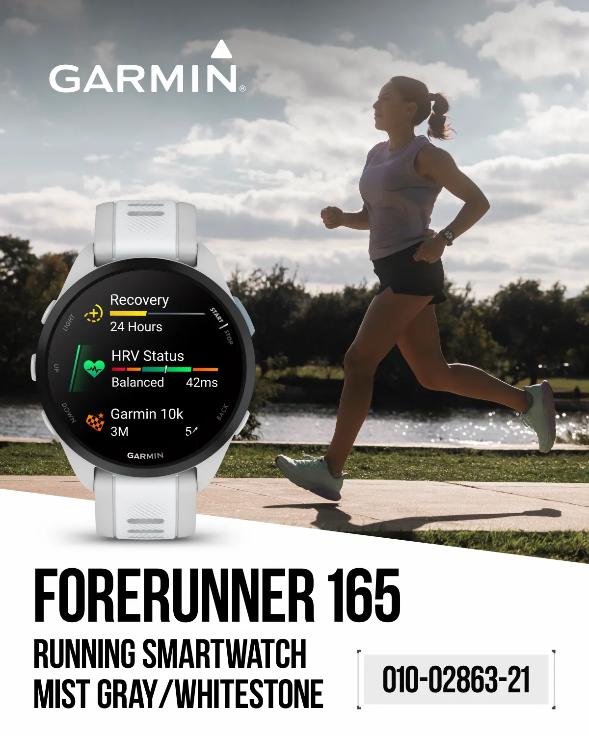 Garmin Forerunner 165 GPS Running Smartwatch | 19 hours in GPS mode |  AMOLED Display with Wearable4U Bundle