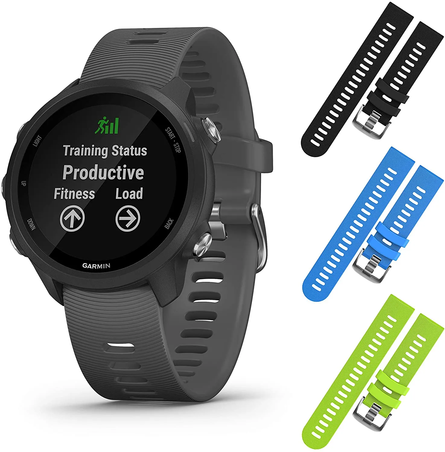 Garmin Forerunner 245 GPS Running Smartwatch (010-02120-00, Blue/Khaki/Lime)