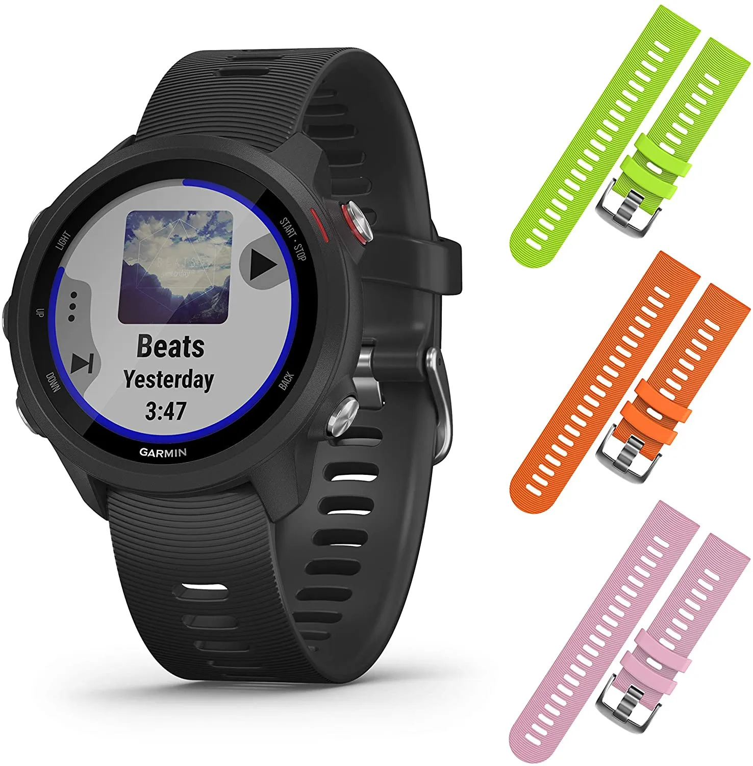 Garmin Forerunner 245 GPS Running Smartwatch (010-02120-20, Lime/Orange/Pink)