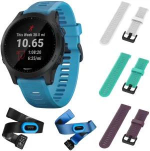 Garmin Forerunner 945 Bundle, Premium GPS Running/Triathlon Smartwatch (010-02063-10,White/Teal/Purple)