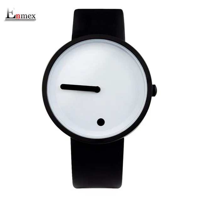 gift Enmex cool Minimalist style wristwatch Stainless Steel creative design Dot and Line simple stylish quartz  fashion watch