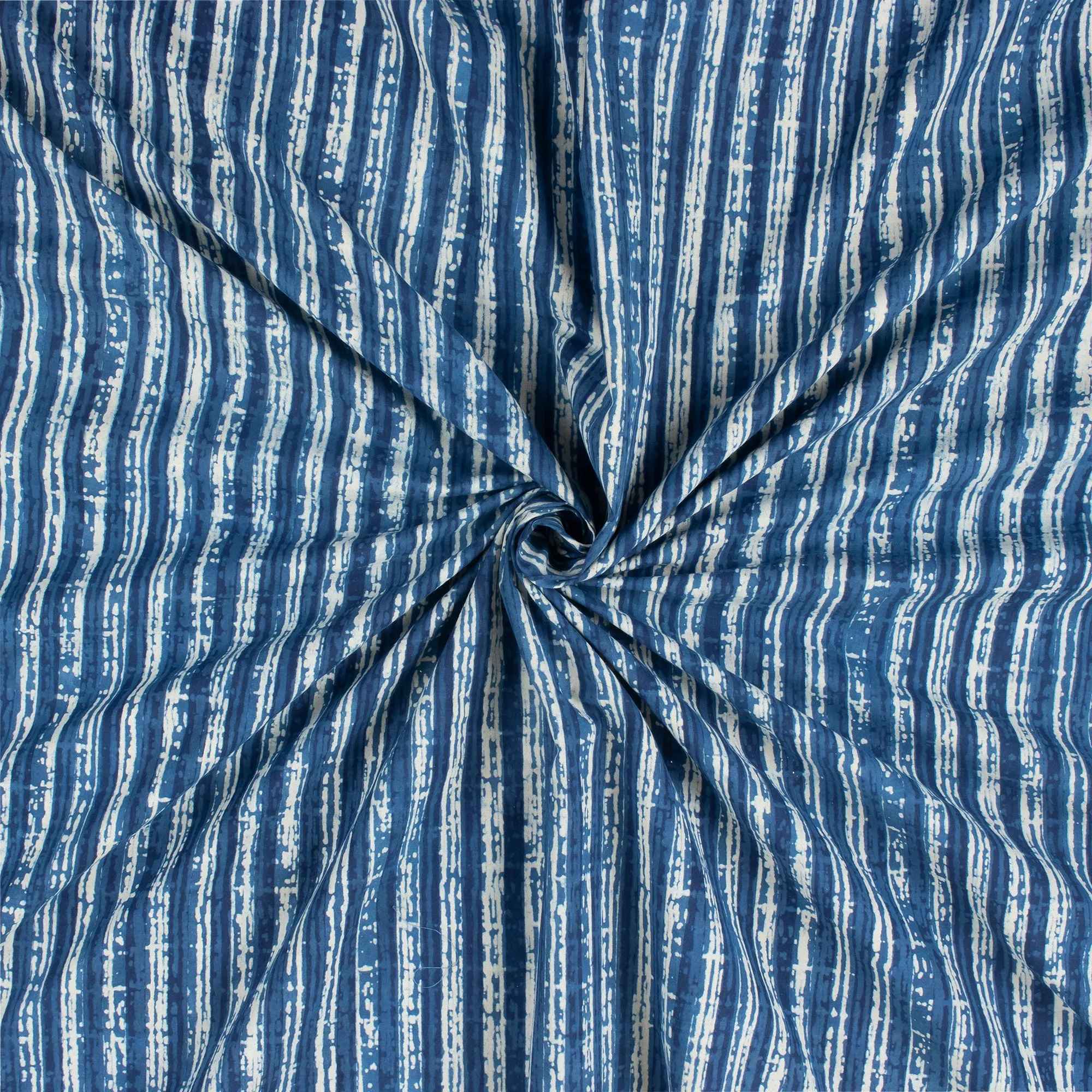 Jaipuri Indigo Striped Printed Cotton Fabric