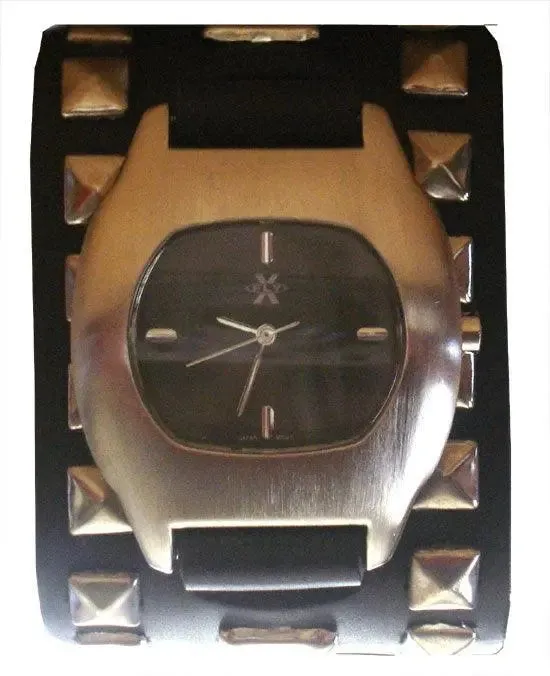 Leather Rivet Watch (Gray Face)