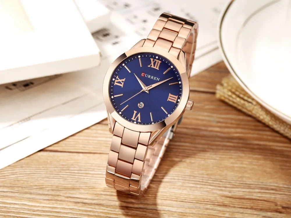 Luxury Fashion Women Jewelry Quartz Watches Curren Steel Ladies Elegant Dress Wrist Watch Women Fashion Barcelet Gift Clock