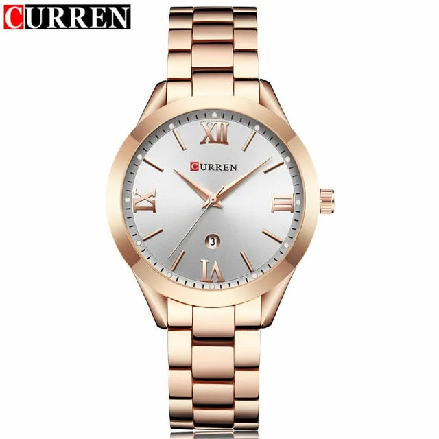 Luxury Fashion Women Jewelry Quartz Watches Curren Steel Ladies Elegant Dress Wrist Watch Women Fashion Barcelet Gift Clock