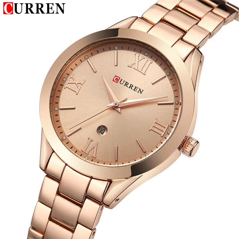 Luxury Fashion Women Jewelry Quartz Watches Curren Steel Ladies Elegant Dress Wrist Watch Women Fashion Barcelet Gift Clock