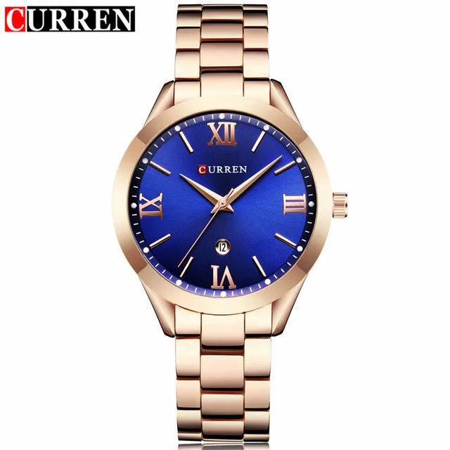 Luxury Fashion Women Jewelry Quartz Watches Curren Steel Ladies Elegant Dress Wrist Watch Women Fashion Barcelet Gift Clock