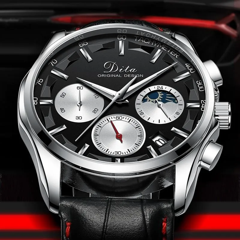 Men Multifunction Stereoscopic Dial Stainless Steel Sports Watches