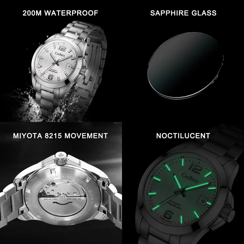 Men's Watches Automatic Mechanical Top Luxury Brand 39mm Classic Watch 200M Water Resistant Wristwatch