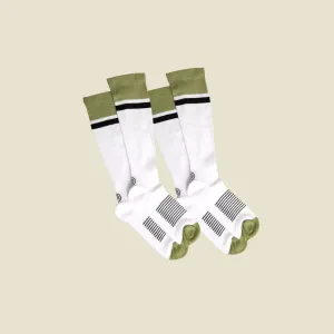 Men's White/Black/Green Compression Socks with Grips - 2 Pairs